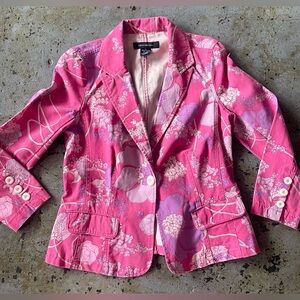 Calvin Klein Jeans 100% Cotton Cottagecore Vintage Pink Floral Blazer Size M